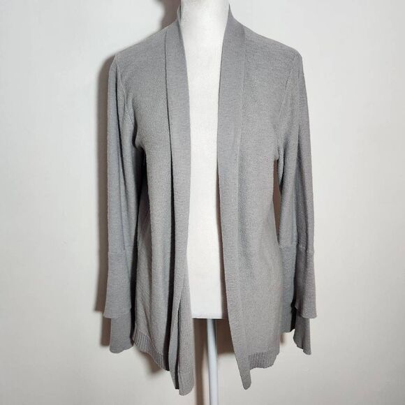 J. Crew Gray Cardigan Sweater with Ruffle Sleeves Size Medium Gray Open Cardigan - Picture 6 of 10